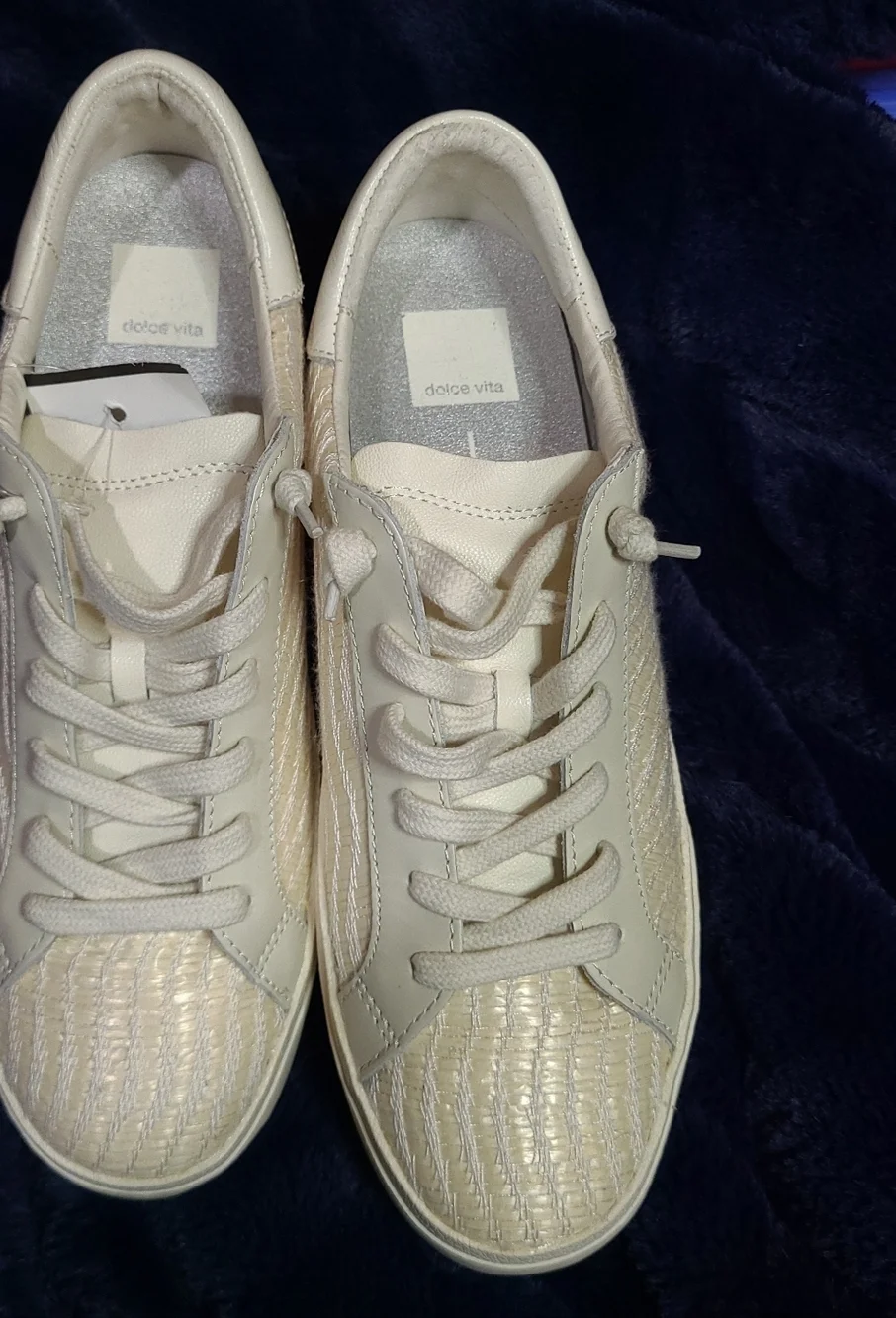 Dolce Vita Womens Bone Raffia Padded Collar Sneaker Size 8.New w/o Box